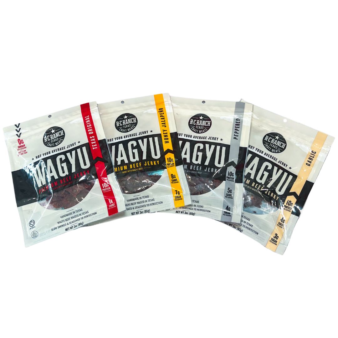 Wagyu Beef Jerky - 4 Pack Bundle (Original, Peppered, Garlic, & Jalapeno Honey)